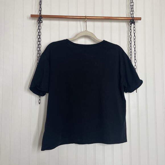 Zara/Carlson Black High Rise Velour Velvet Pants & Short Sleeve T-Shirt Size L - Picture 4 of 11